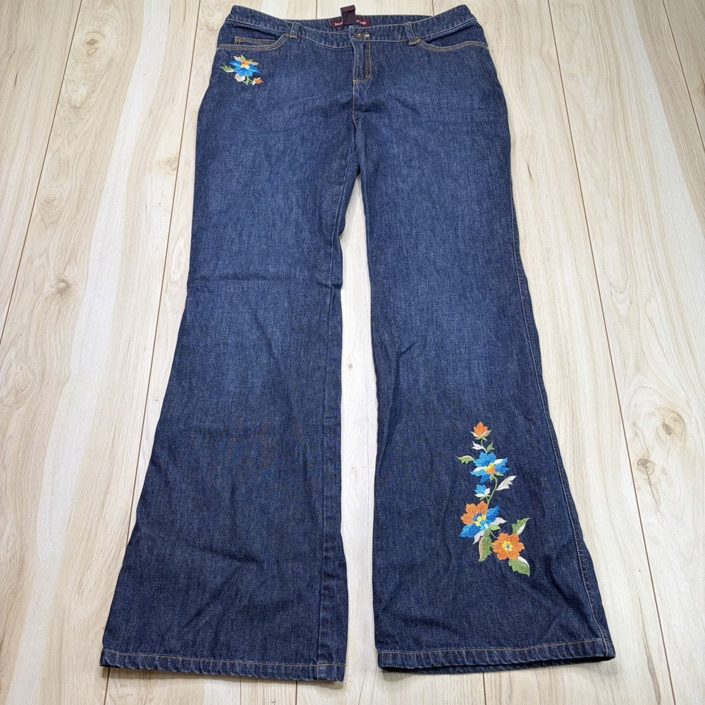 Jones Wear Jeans Women's Denim Embroidery Floral Size 10 Blue Wash Boot Cut